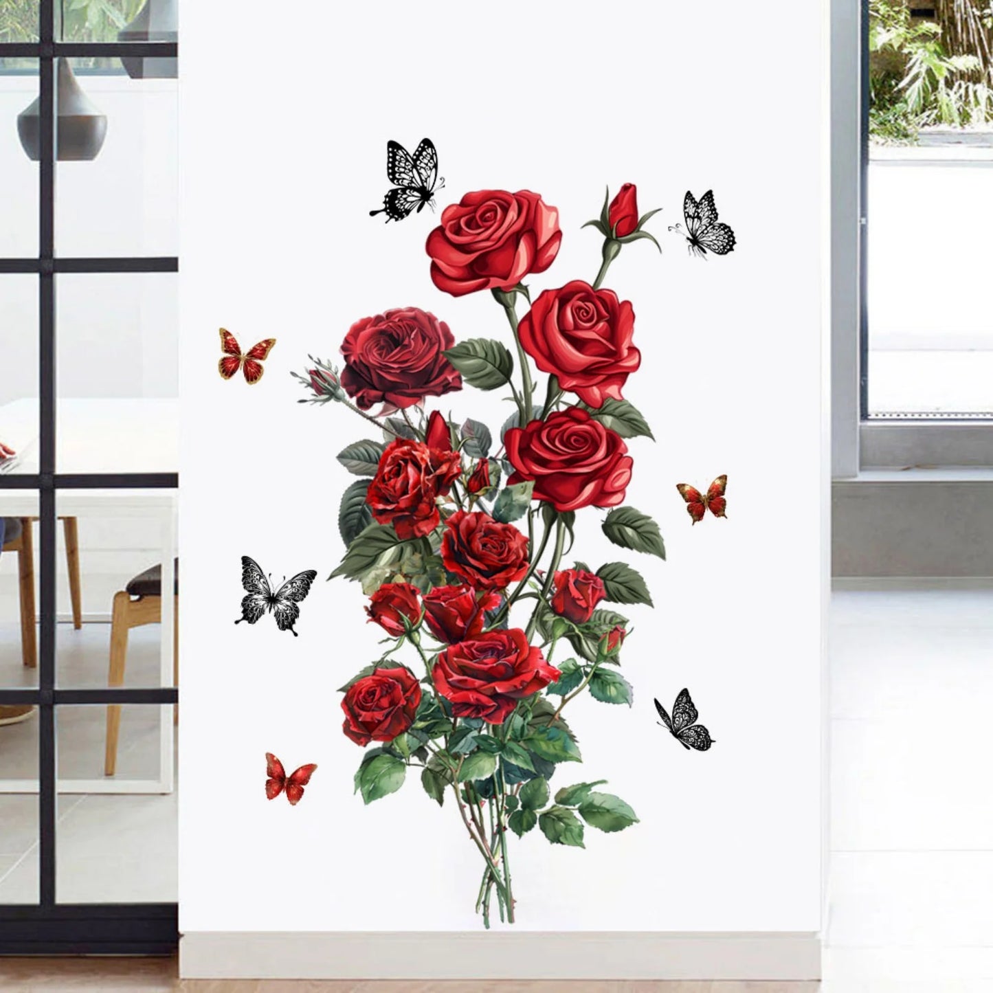 DIY Self-Adhesive Red Rose Wall Stickers For Living Rooms Bedroom Background Wall Decoration Creative Sticker Mural Home Decor Peaceful Pleasures Health and Wellness