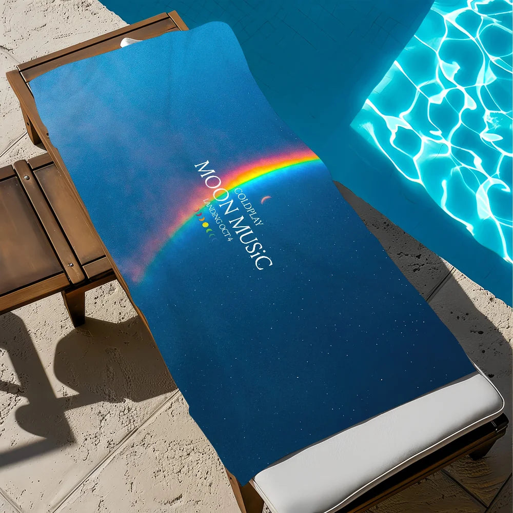 Coldplay Moon Music Quick-Dry Beach Towel | Sports & Travel Printed Beach Towel Peaceful Pleasures Health and Wellness z1 STJ150x200CM