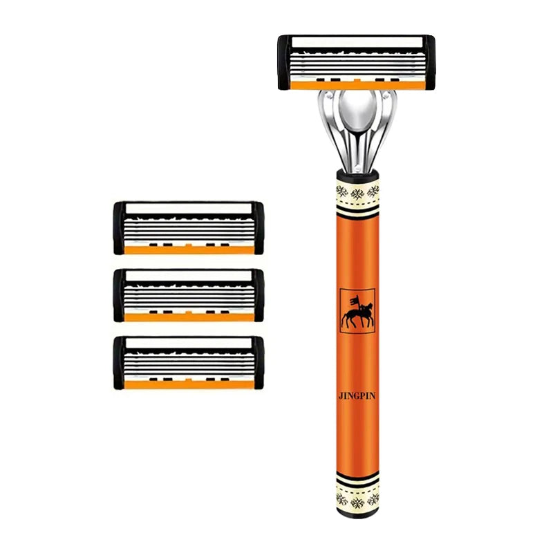 Men's 6-Blade Manual Razor Shaving Kit – Face & Beard Shaver