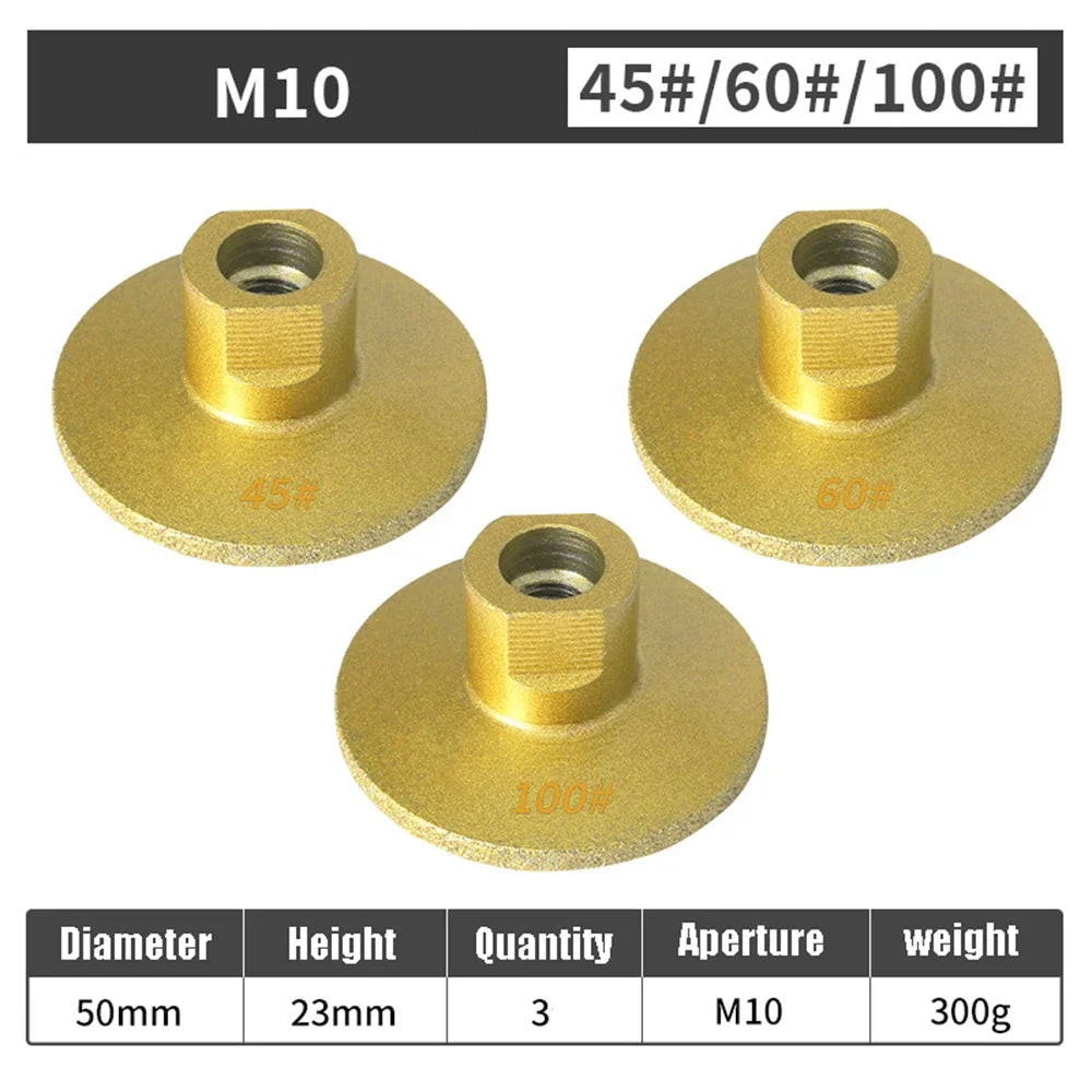 Diamond Brazed Flat Grinding Head 2" M10/M14 Stone Polishing Pad