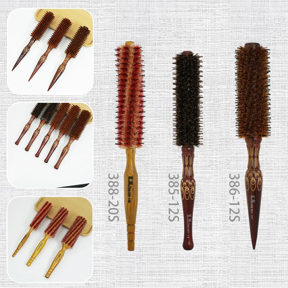 Wooden Round Hair Brush – Anti-Static Boar Bristle Styling Tool