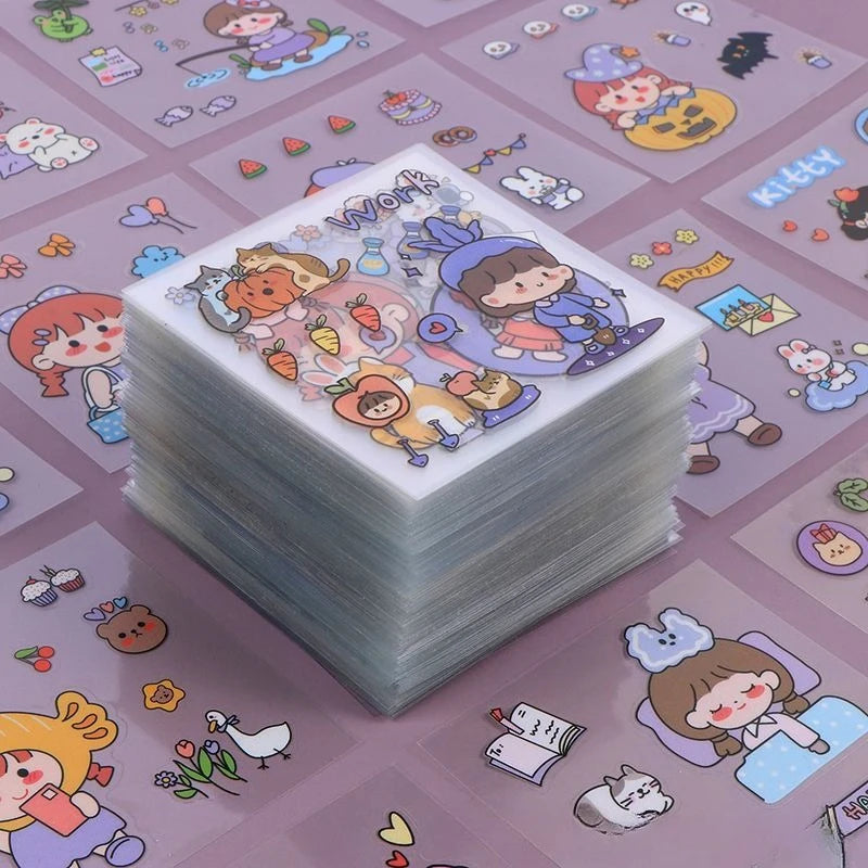100 PCS Cute Cartoon PET Stickers | Scrapbooking & Journal
