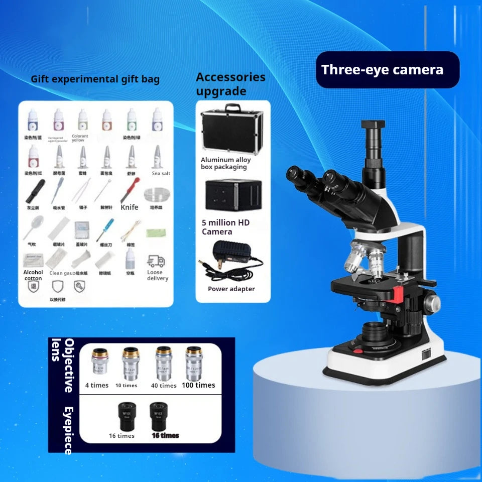 Electronic Binocular Biological Microscope Optical Instrument for Teaching and Research Experiments Peaceful Pleasures Health and Wellness Trinocular