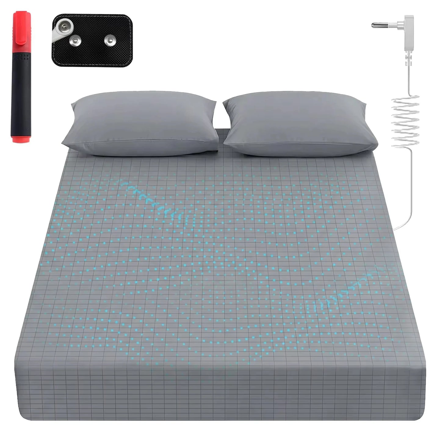 Grounding Fitted Sheets 10% Silver Fiber Bed Sheet Conductive Bedsheet Anti-ESD Release Pressure Improve Sleep Keep Health ﻿ Peaceful Pleasures Health and Wellness US plug Grey Queen 153x203x38CM