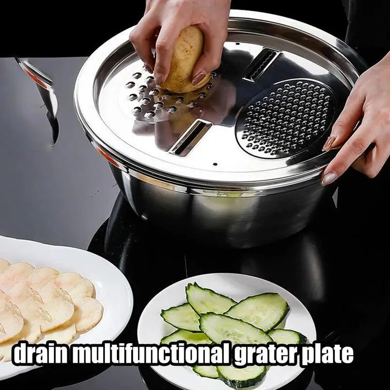 3-Piece Stainless Steel Colander Bowl & Grater Set | Kitchen Colander Bowl Set Peaceful Pleasures Health and Wellness Brazil