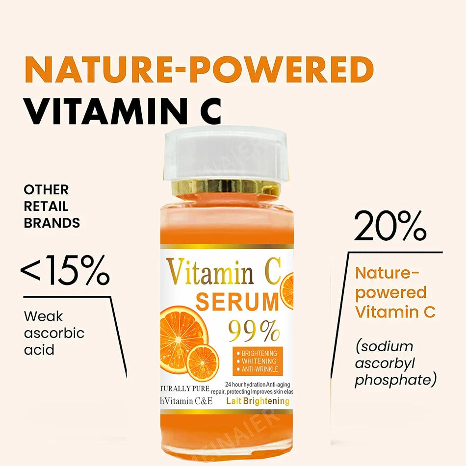 120ml 99% Vitamin C Serum Oil Facial Serum AHA Kojic Acid glutathione Facial skin brightening Peaceful Pleasures Health and Wellness