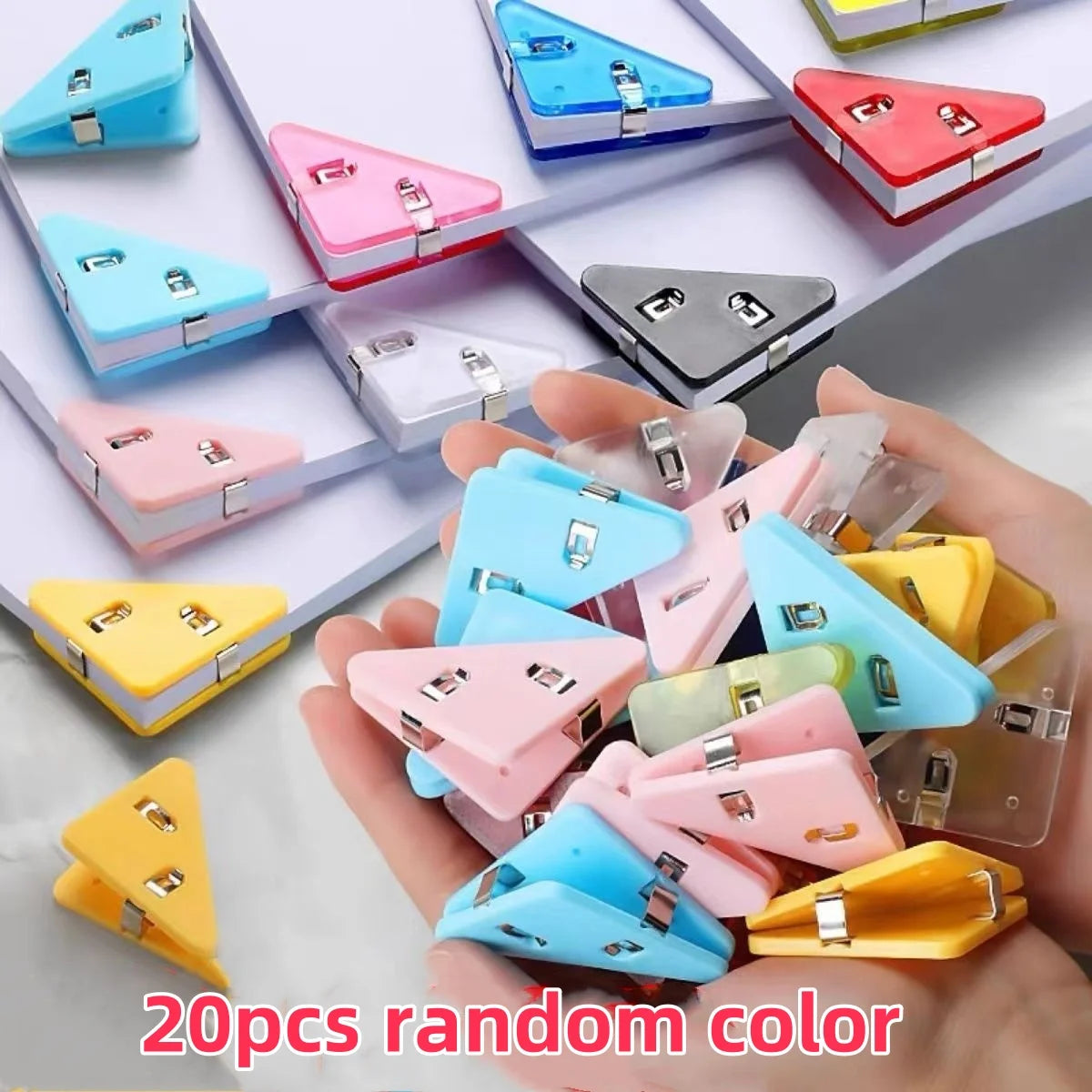 Multicolor Geometric Desk Clips Creative Triangle Binder Books Paper