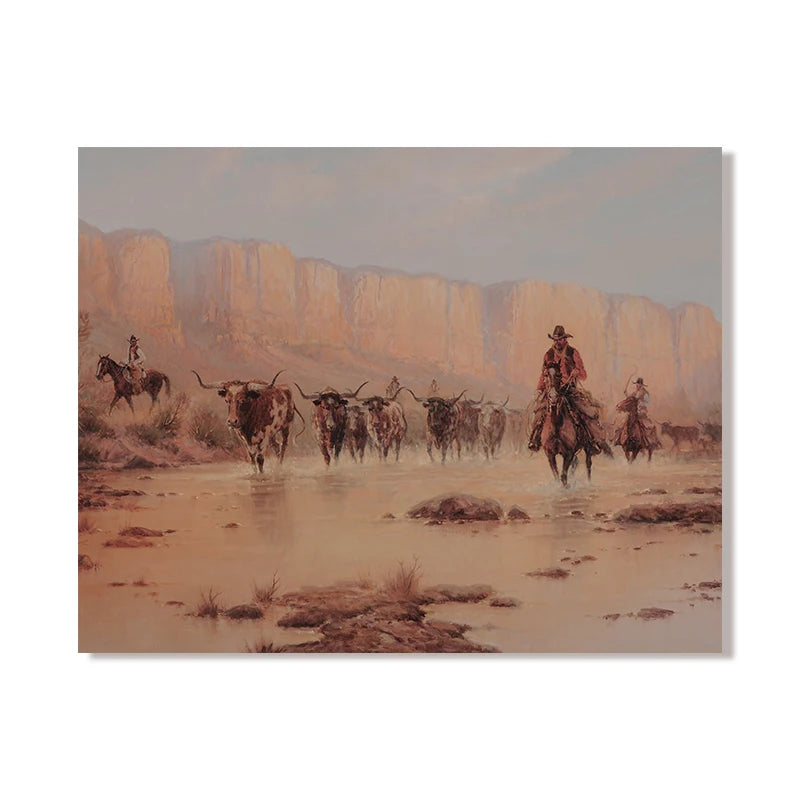 Vintage Cowboy Canvas Print | Rustic Western Wall Art Canvas Wall Art Peaceful Pleasures Health and Wellness 1 20x30cm Unframed