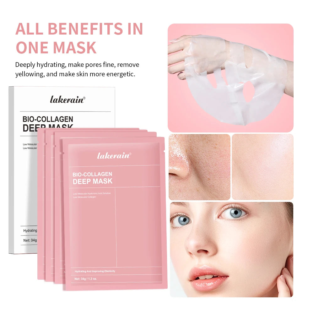 12pcs Bio-Collagen Real Deep Mask Elasticity Improvement Brighten Skin Pore Minimizing Firming Radiance Anti-Aging Skincare Peaceful Pleasures Health and Wellness