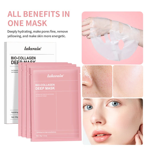12pcs Bio-Collagen Real Deep Mask Elasticity Improvement Brighten Skin Pore Minimizing Firming Radiance Anti-Aging Skincare Peaceful Pleasures Health and Wellness