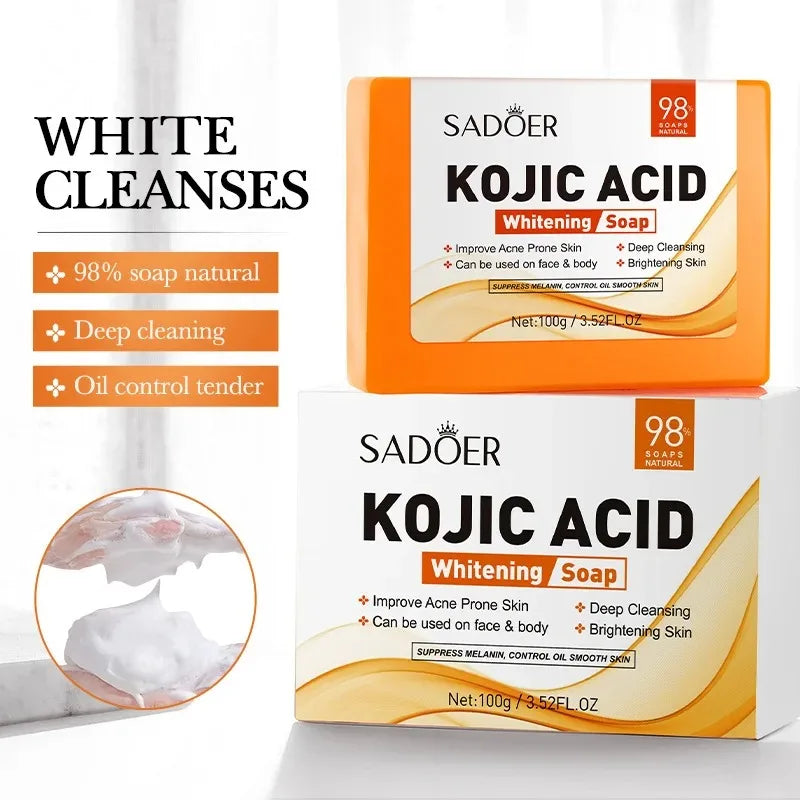SADOER Kojic Acid Facial Soap Face Wash Foam Facial Cleanser Moisturizing Hydrating Oil Control Body Bathing Handmade Soap Peaceful Pleasures Health and Wellness