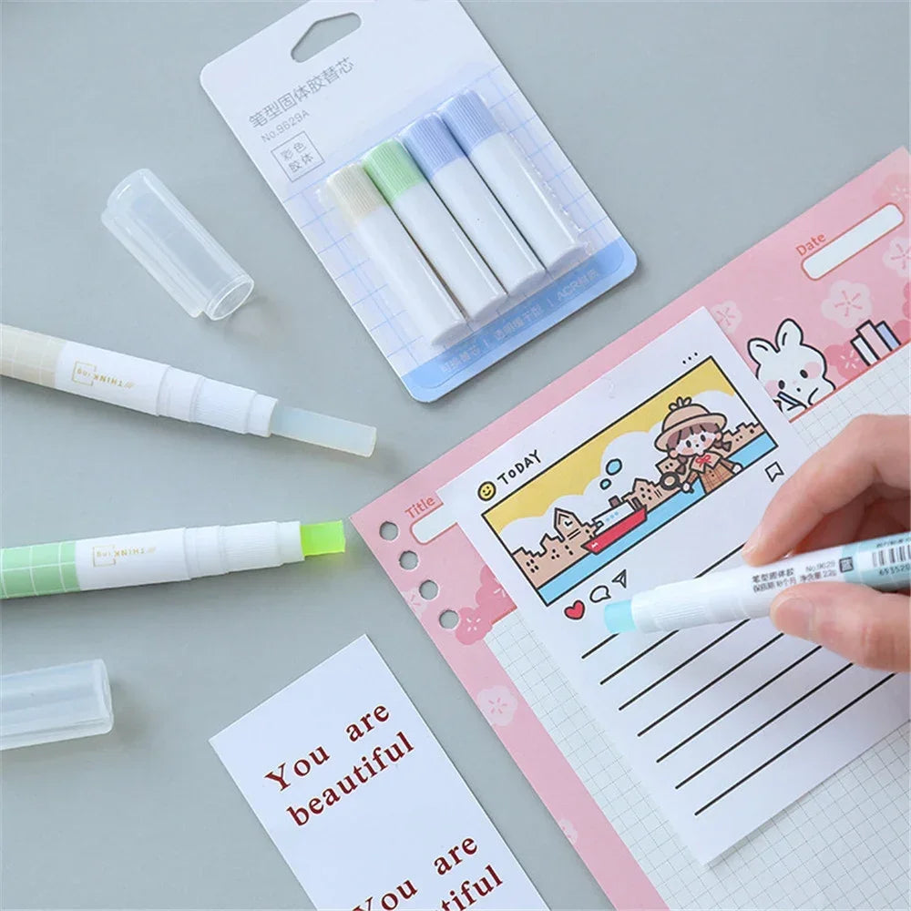 Pen Refillable Solid Glue Stick Quick Drying Strong Adhesive Nontoxic