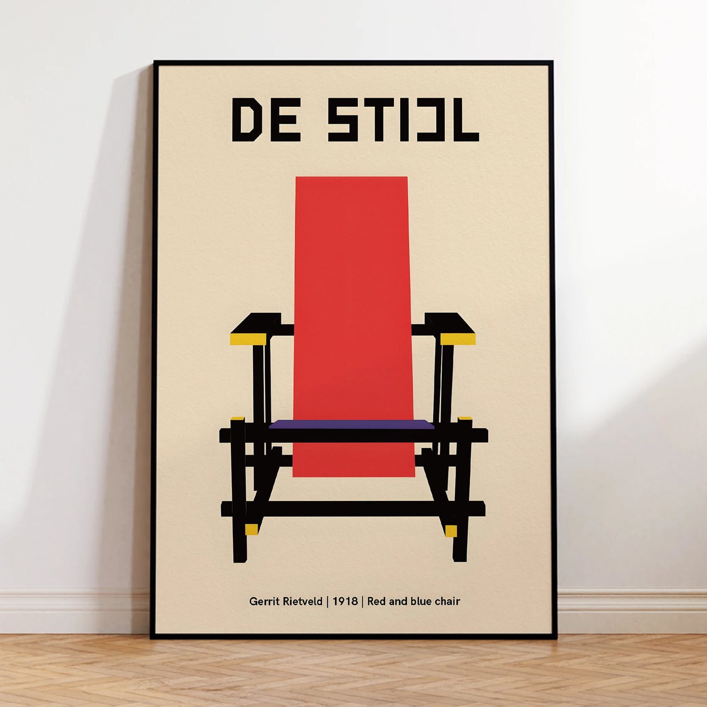 De Stijl Red & Blue Chair Canvas Wall Art | Aluminum Frame