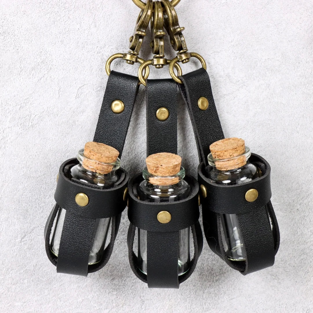 Medieval Witch Magic Potion Bottle PU Leather Stand Belt Accessories