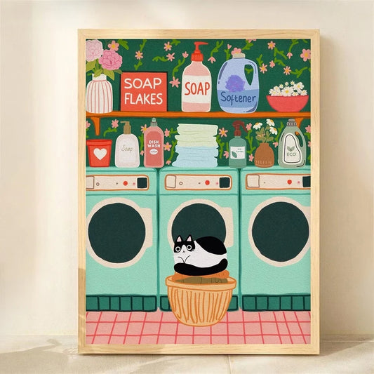 Adorable Cat Canvas Wall Art Print | Home & Bathroom Décor Canvas Wall Art Peaceful Pleasures Health and Wellness G5416 60x80cm Unframed