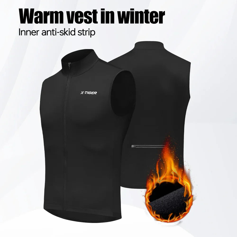 X-TIGER Windproof Thermal Cycling Vest – Reflective MTB Gilet