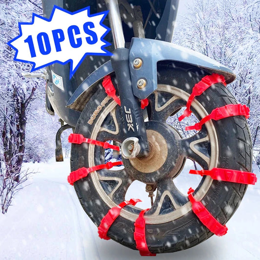 Anti-Skid Snow Chains for Motorcycle & Bicycle Tires – 10 Pack Tire Snow Chains Peaceful Pleasures Health and Wellness
