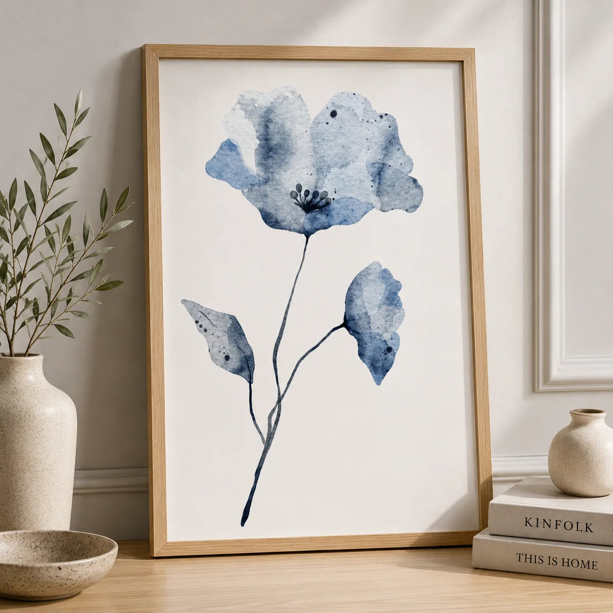 Botanical Flower Wall Art, Minimalist Plant Canvas Painting, Nordic Poster Print for Living Room Bedroom Wall Decor Peaceful Pleasures Health and Wellness