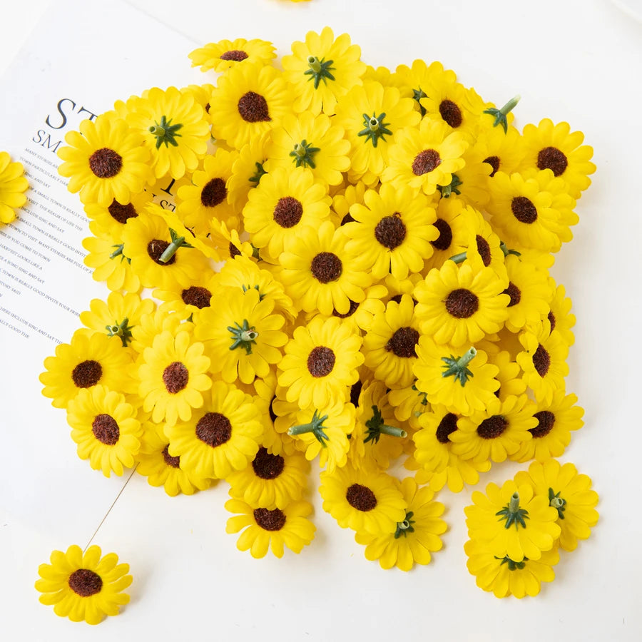 Artificial Silk Sunflowers 50/100pcs – Crafts, Wedding & Home Decor
