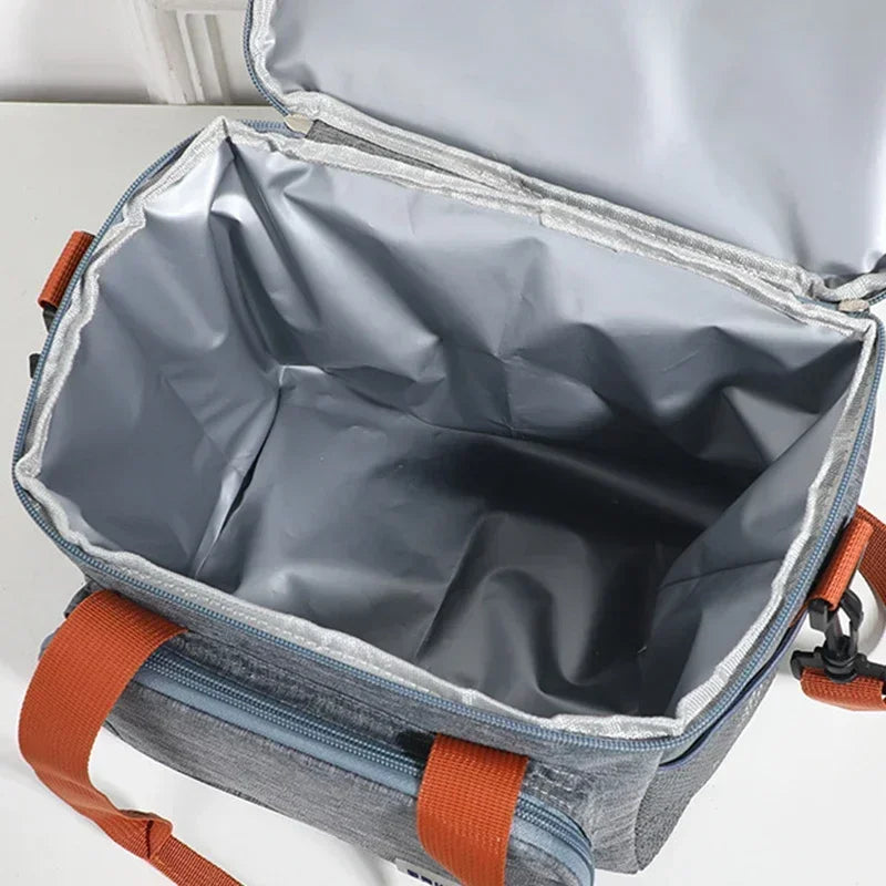 Large Capacity Insulated Lunch Bag Double Layer Thermal Picnic Oxford Shoulder Bag with Handle for Outdoor Food Storage Lunch Peaceful Pleasures Health and Wellness