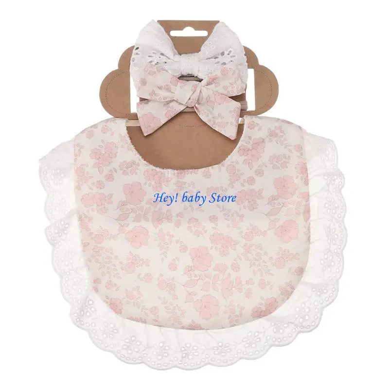 Baby Teething Drool Bib with Bowknot Headband – Soft Cotton