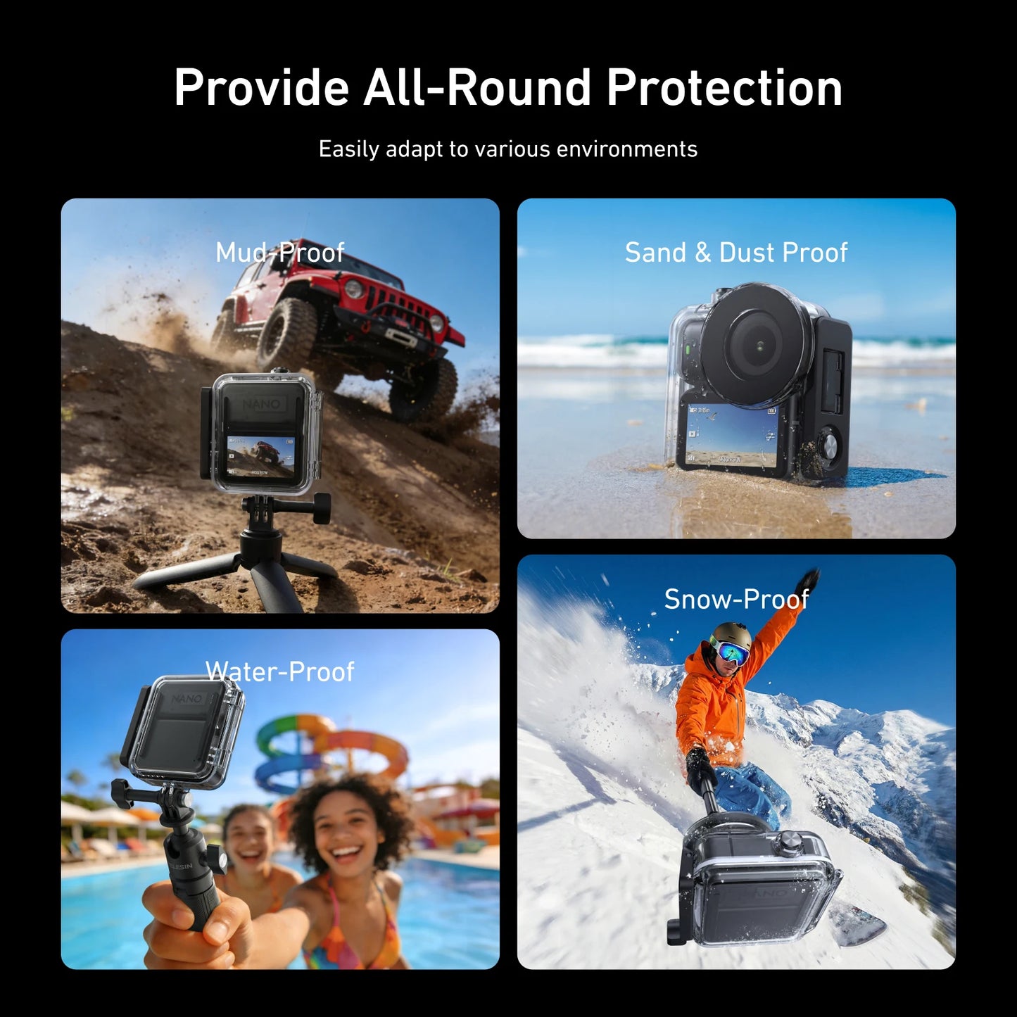 60M Camera Protective Shell Waterproof PC Sports Camera Cover Transparent Tempered Glass For DJI Osmo Nano High Sealing Design Peaceful Pleasures Health and Wellness