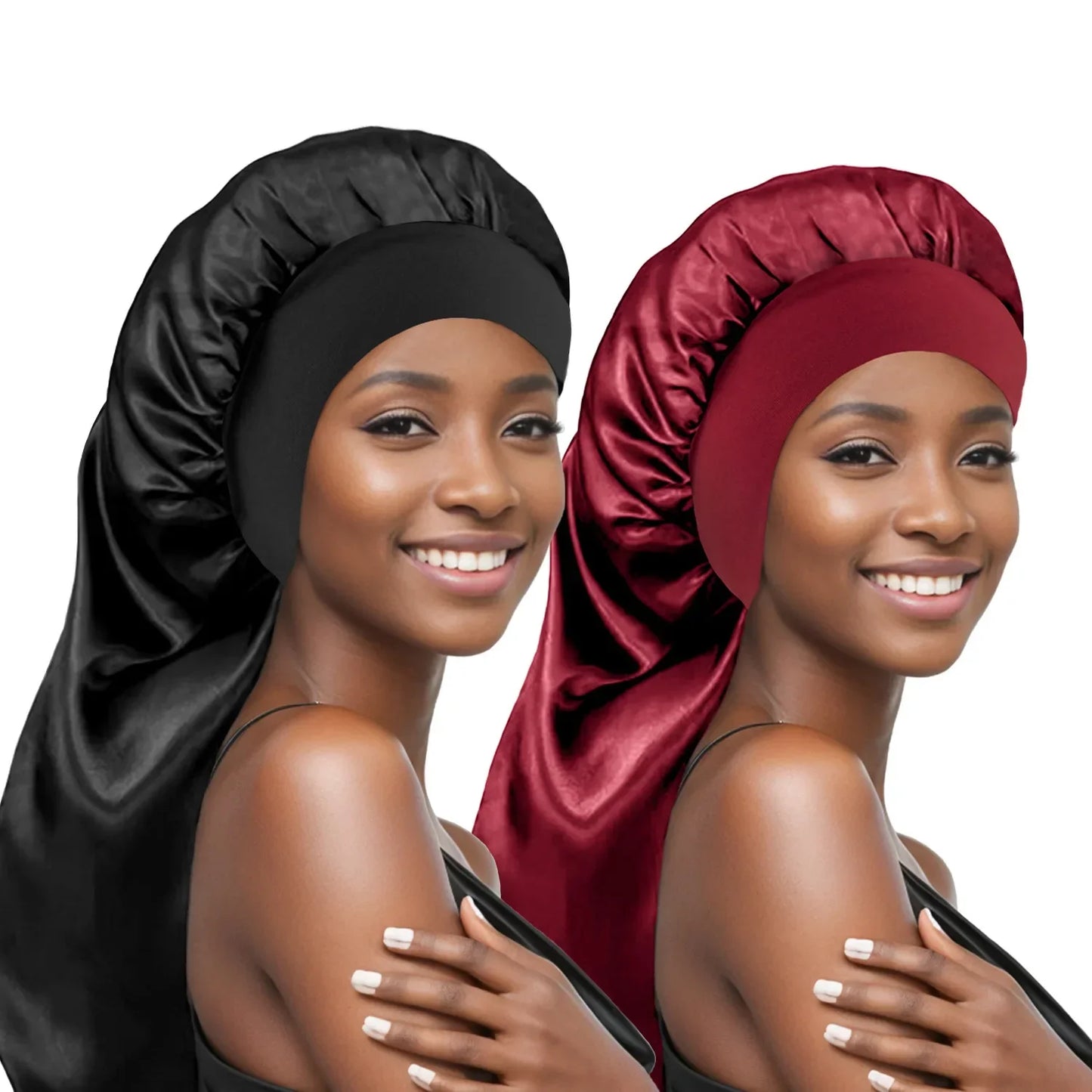 Large Satin Sleep Bonnet | Silky Night Cap with Adjustable Button