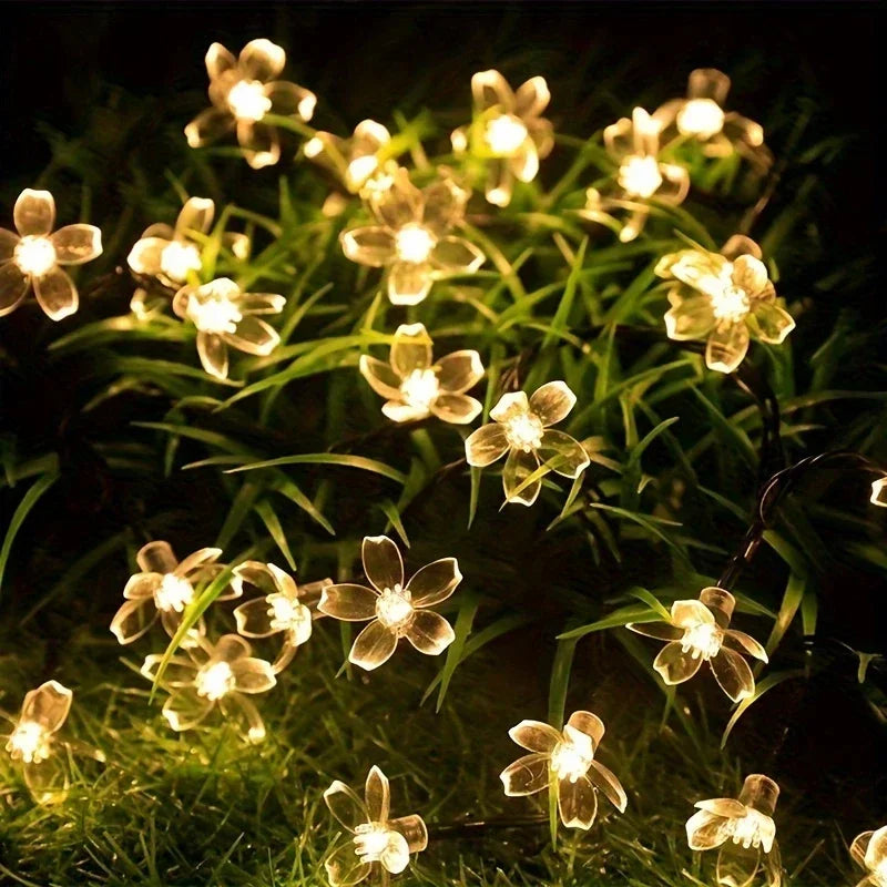 Solar Sakura String Lights 6.5M 30 LED Outdoor Waterproof Garden