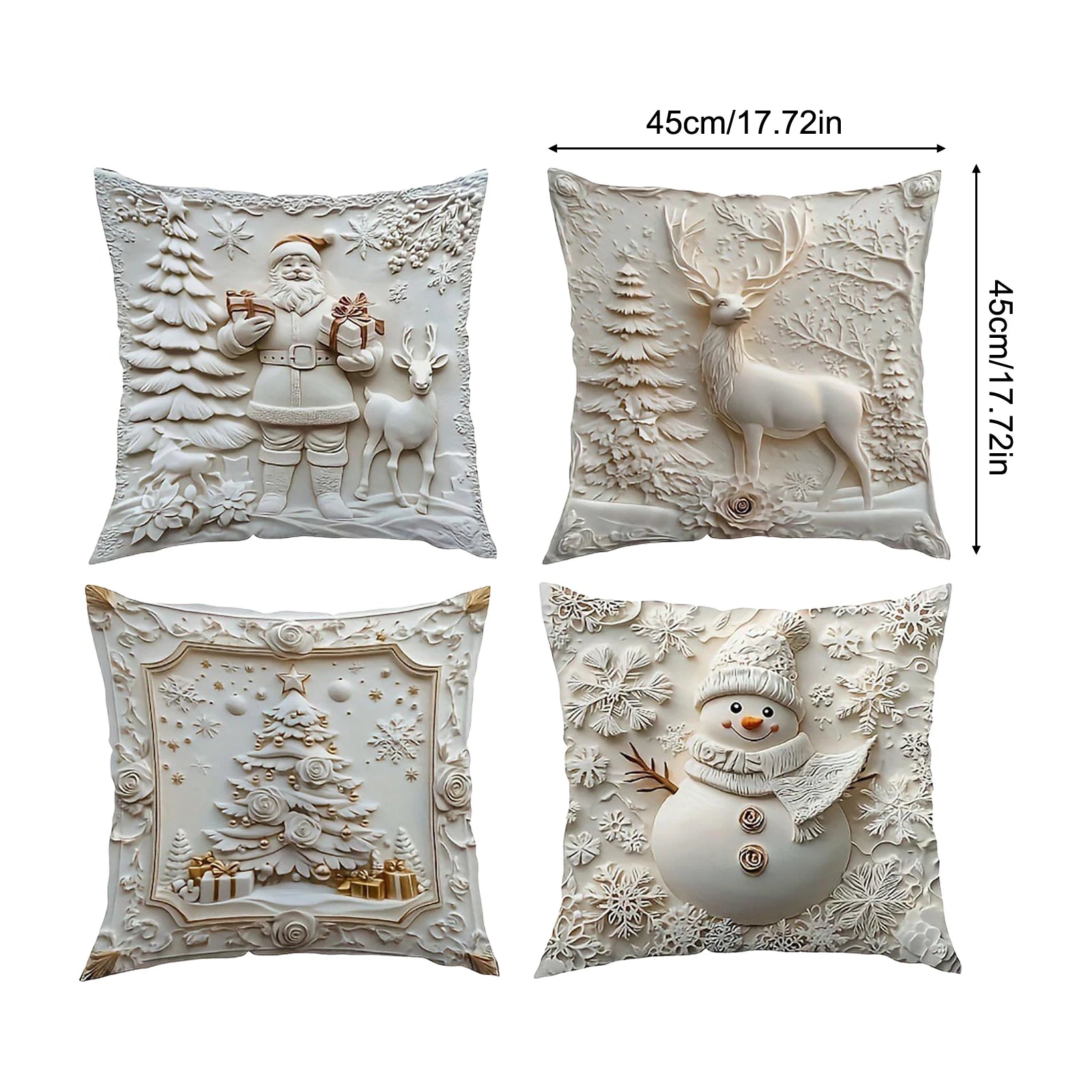 Christmas Theme Pillow Cover White Print With Christmas Style Pattern Holiday Decor For Winter Home Warm Decorations Peaceful Pleasures Health and Wellness