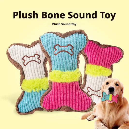 Plush Dog Bone Squeaky Toy – Small & Medium Dogs Chew Toy Dog Chew Toy Peaceful Pleasures Health and Wellness