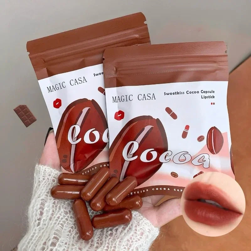 10-Pc Mini Cocoa Capsule Lipstick Set – Matte Velvet Long-Lasting