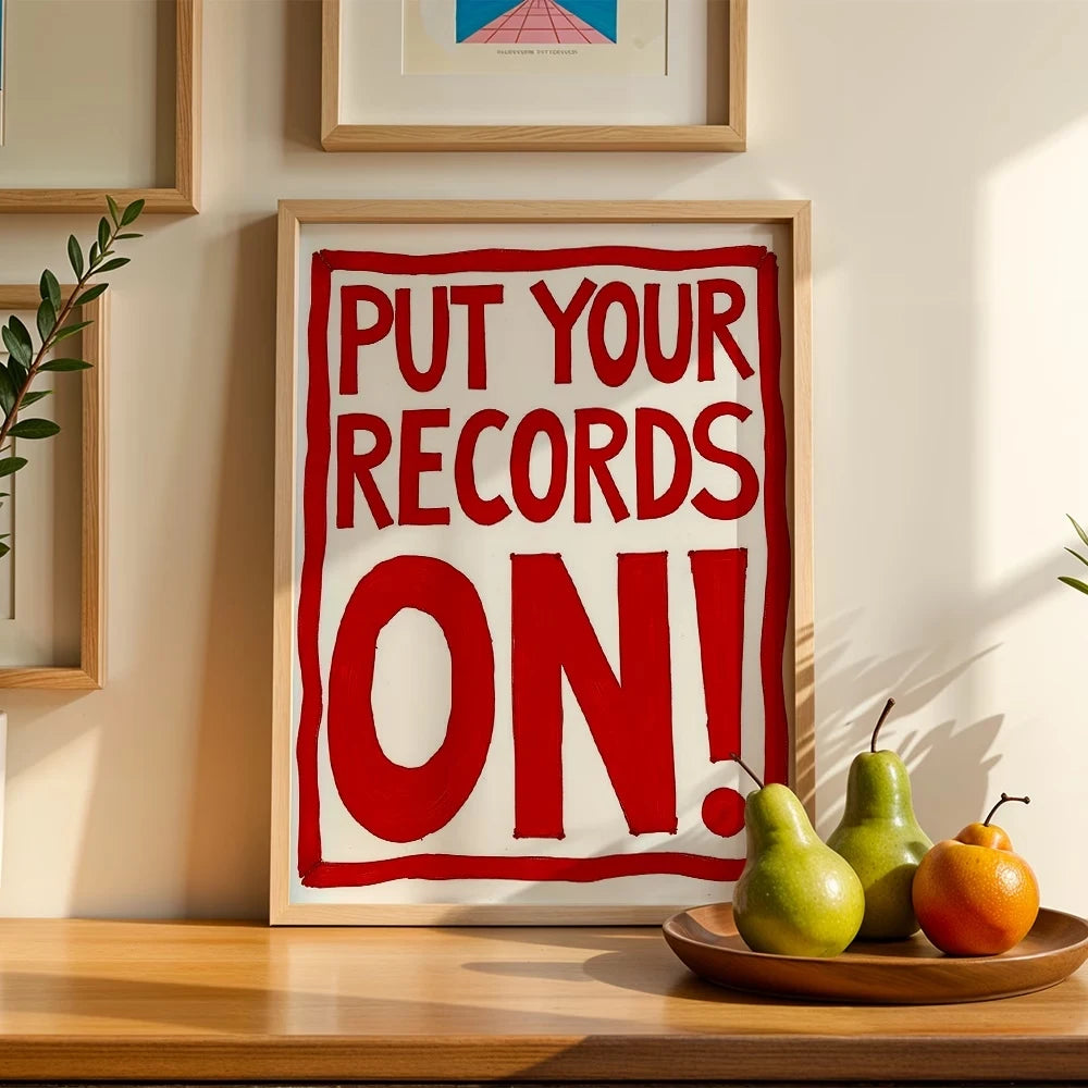 Put Your Records On Red Vinyl Record Canvas Wall Art Print