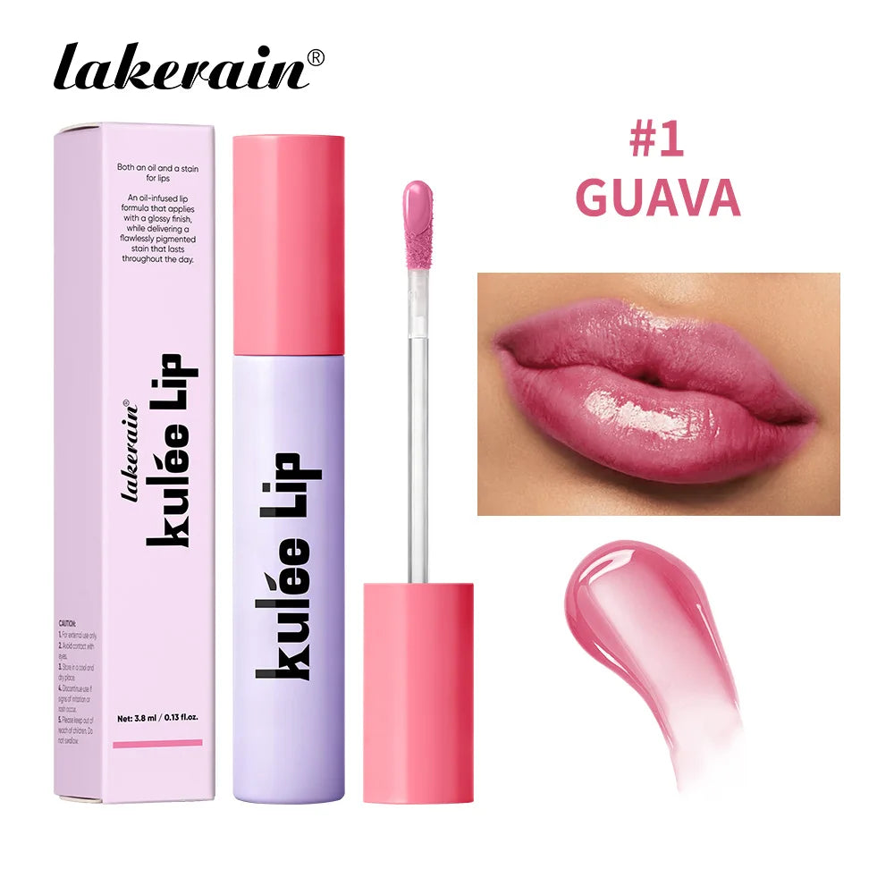 Lakerain Kulfée Lip Oil Long-lasting Moisturizing 9 Color Lip Gloss Non-Sticky Smooth Glide Deep Hydrating Lips Beauty Makeup Peaceful Pleasures Health and Wellness Guava