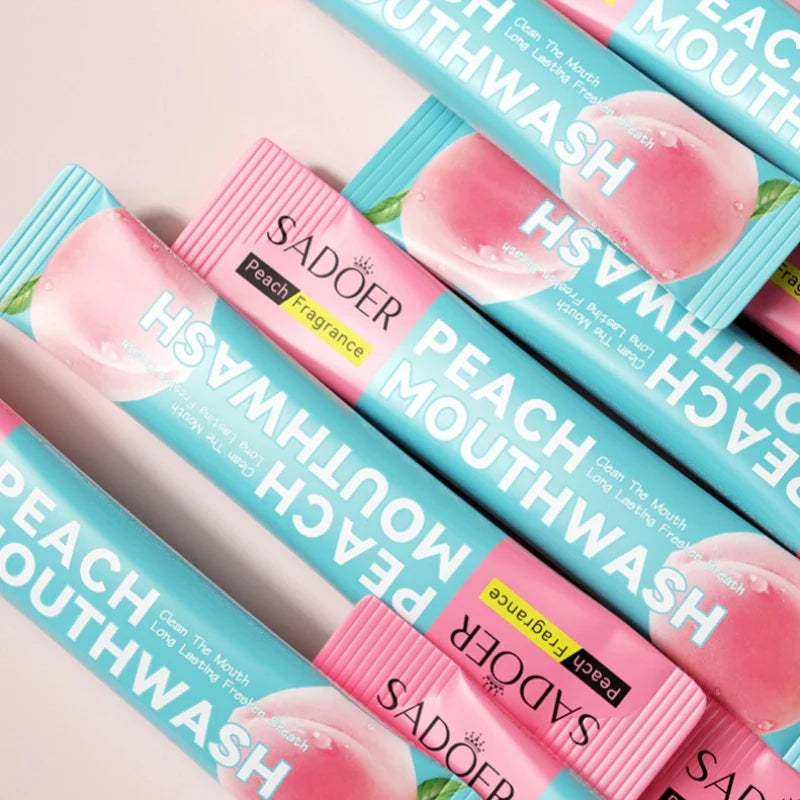 Peach Mouthwash Sticks 20-Pack – Fresh Breath Travel Rinse