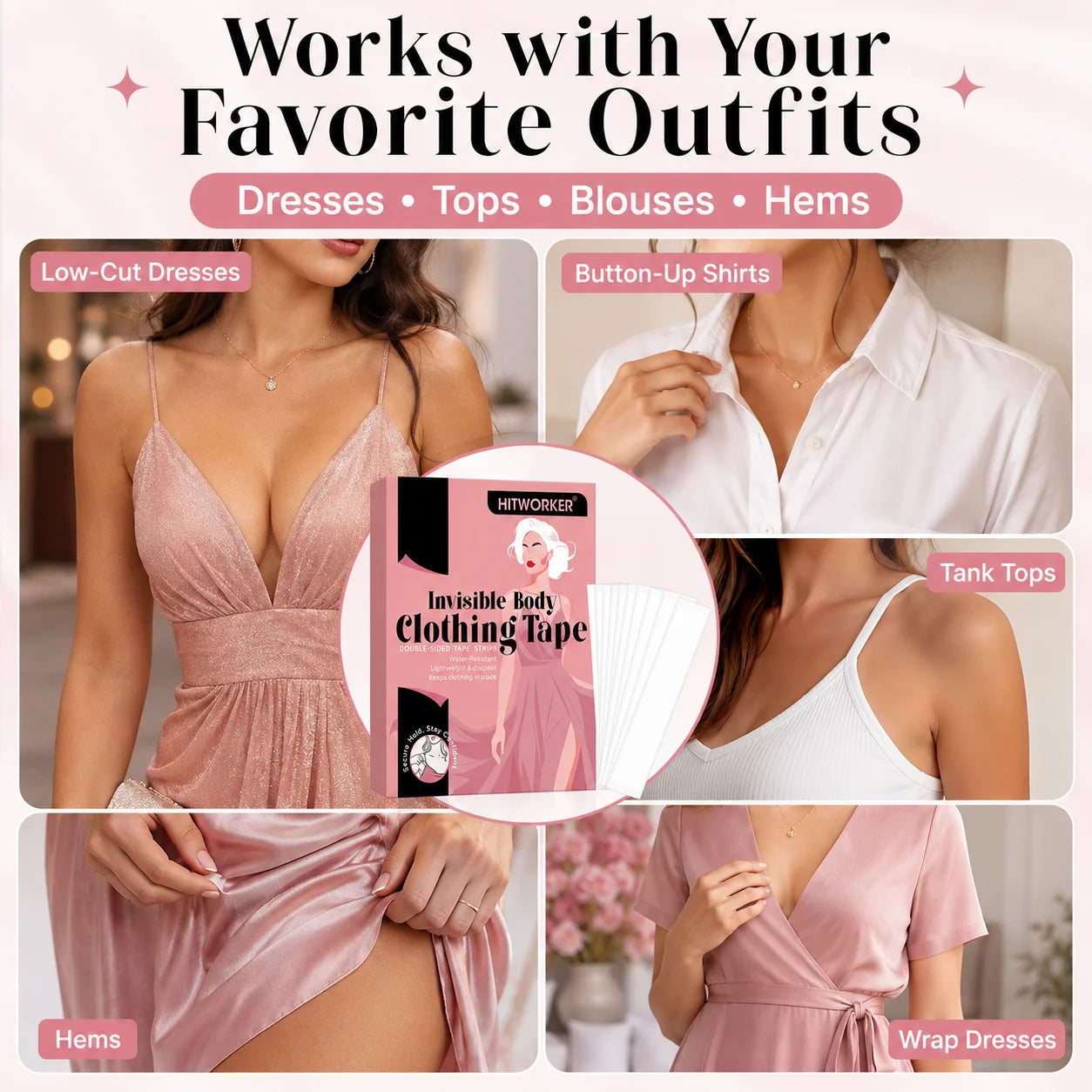 Invisible Body Tape | Anti-Slip Chest Patch & Neckline Fix