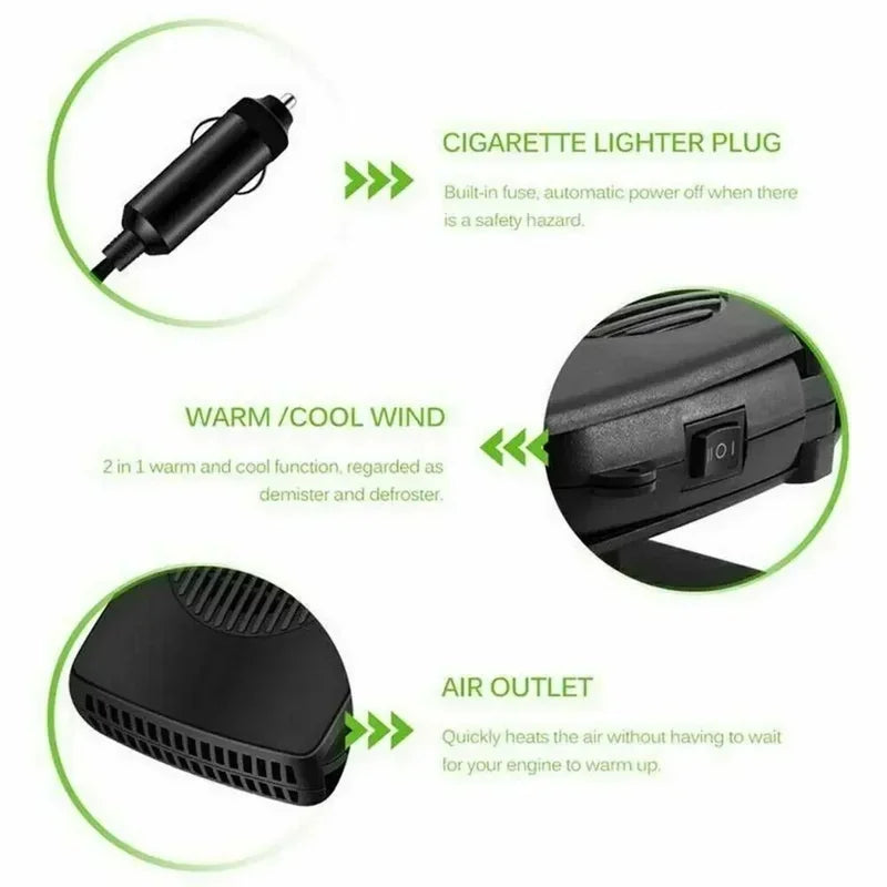 Car Defroster Heater Cooler 12V/24V 200W Portable Vehicle Heating Cooling Fan Windshield Electric Demister Mini Air Conditioner Peaceful Pleasures Health and Wellness