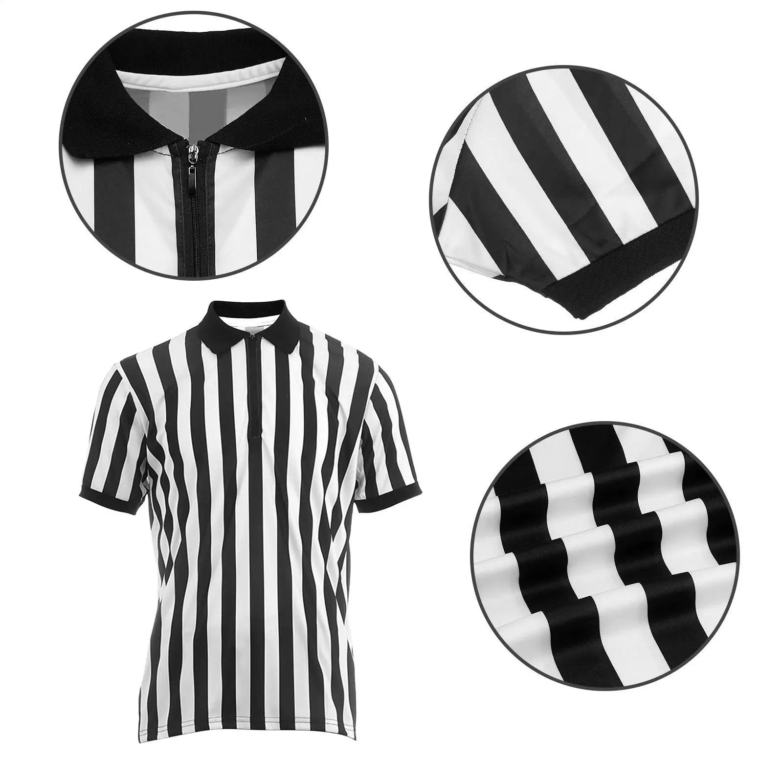 Men's Striped Referee Shirt | Pro Collar | Soccer Basketball Referee Shirt Peaceful Pleasures Health and Wellness