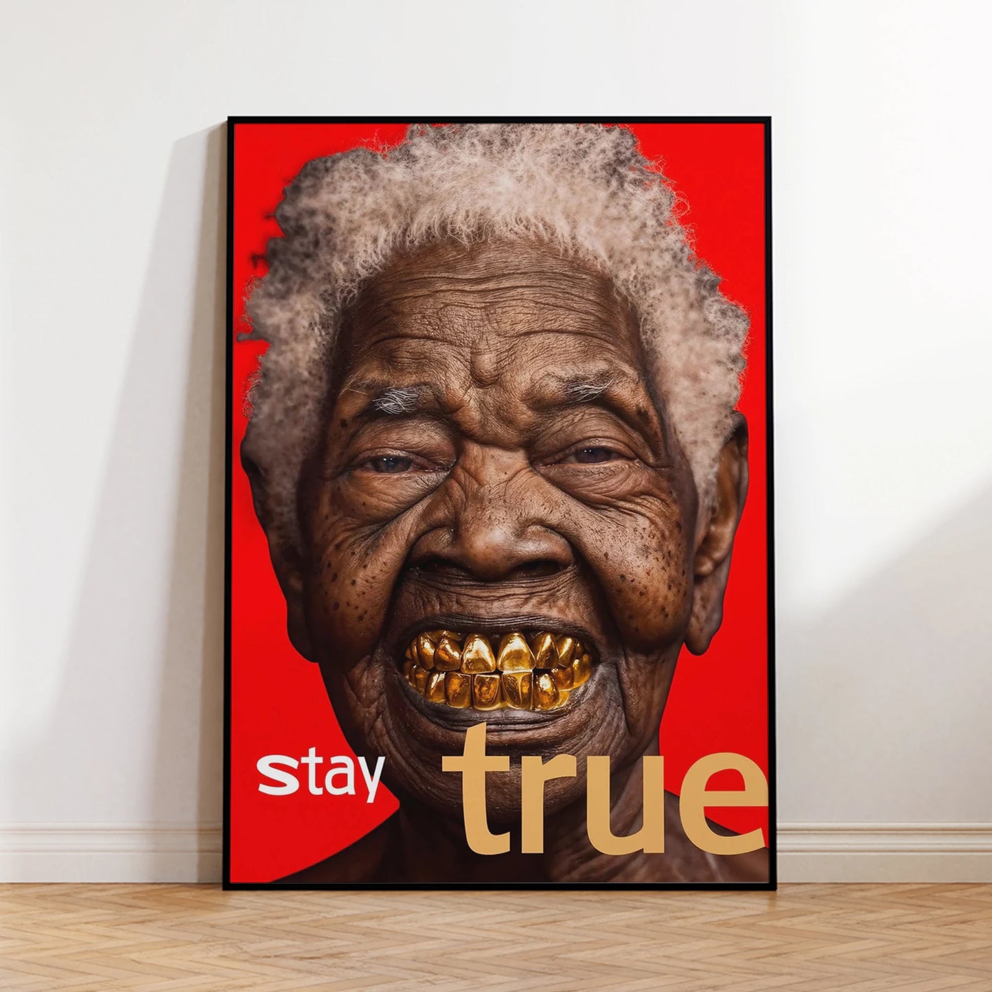 Black Woman Stay True Motivational Canvas Wall Art Print