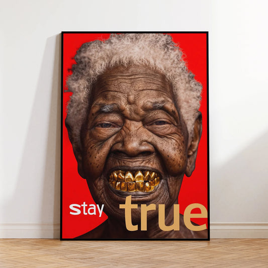 Black Woman Stay True Motivational Canvas Wall Art Print Canvas Wall Art Peaceful Pleasures Health and Wellness G4297 30x40cm Wood Framed