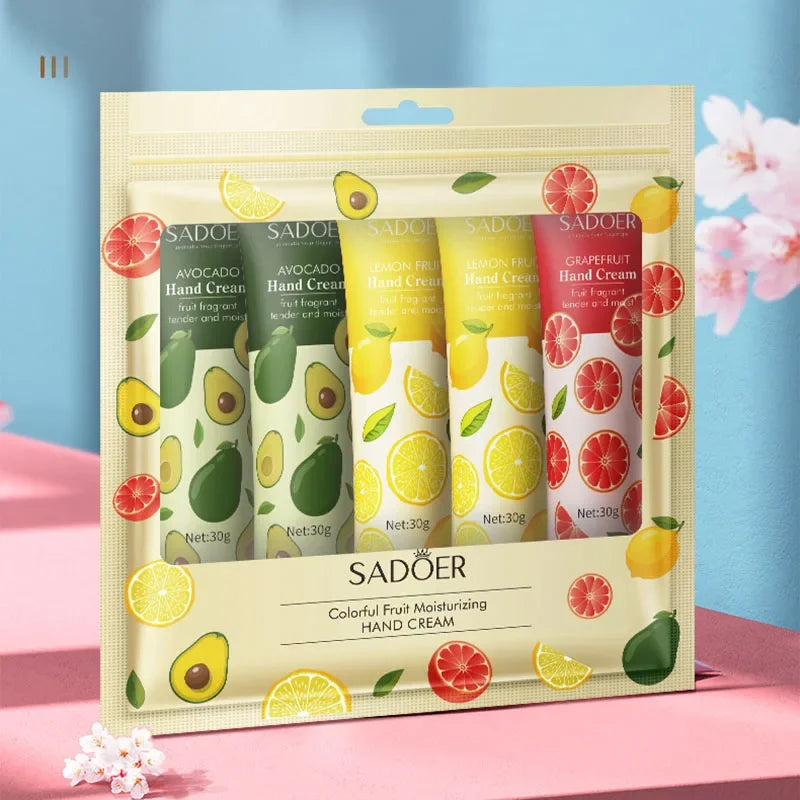 SADOER 5-Piece Fruit & Plant Hand Cream Set | Moisturizing