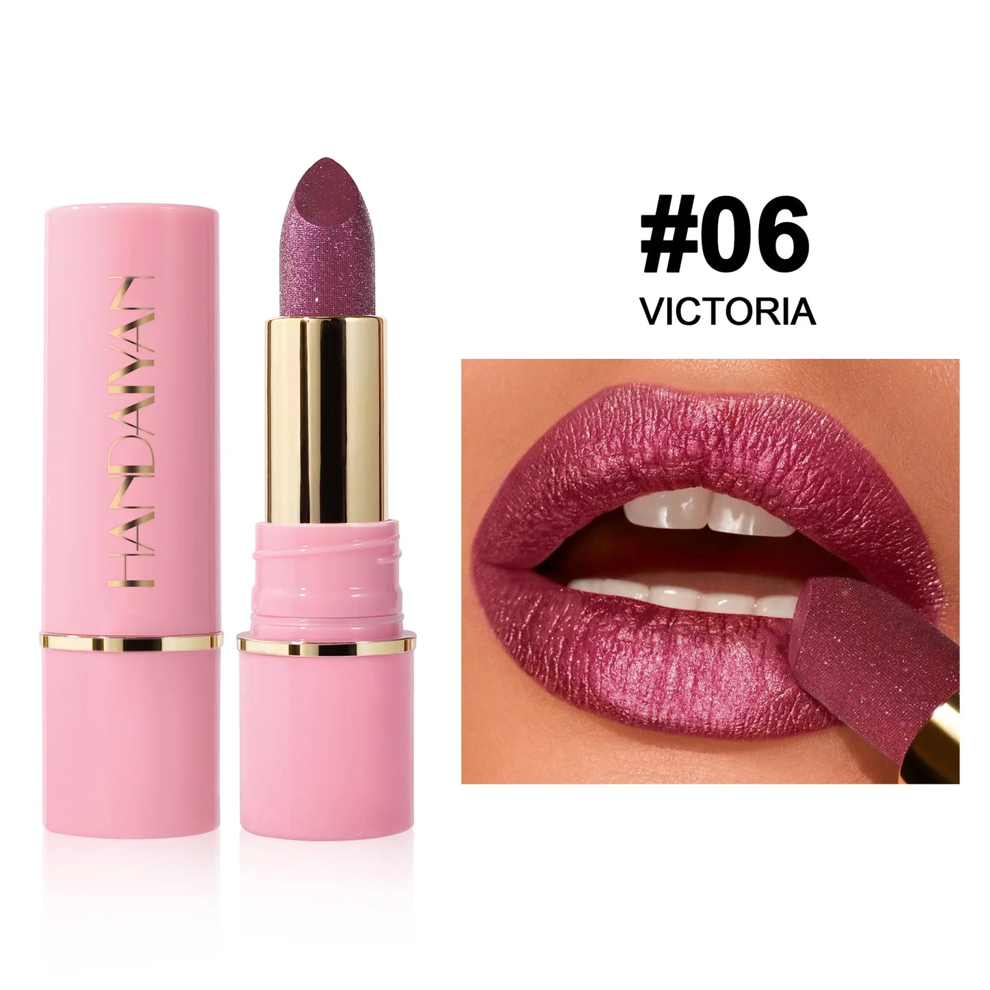 Handaiyan Glitter Diamond Lipstick – 8 Shades, Waterproof