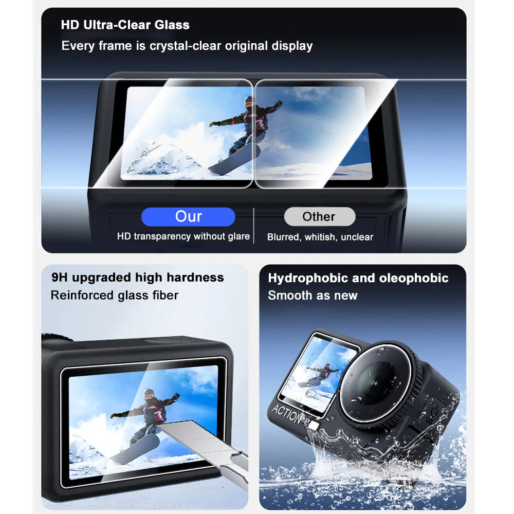 2 Set For DJI Osmo Action6 HD Tempered Glass Screen Protector 99% Light Transmission For DJI Osmo Action6 Camera Easy To Clean Peaceful Pleasures Health and Wellness