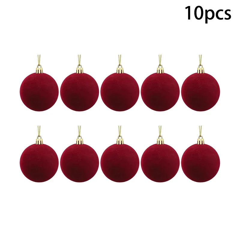 Velvet Christmas Ball Ornaments Red & White Xmas Tree Decor