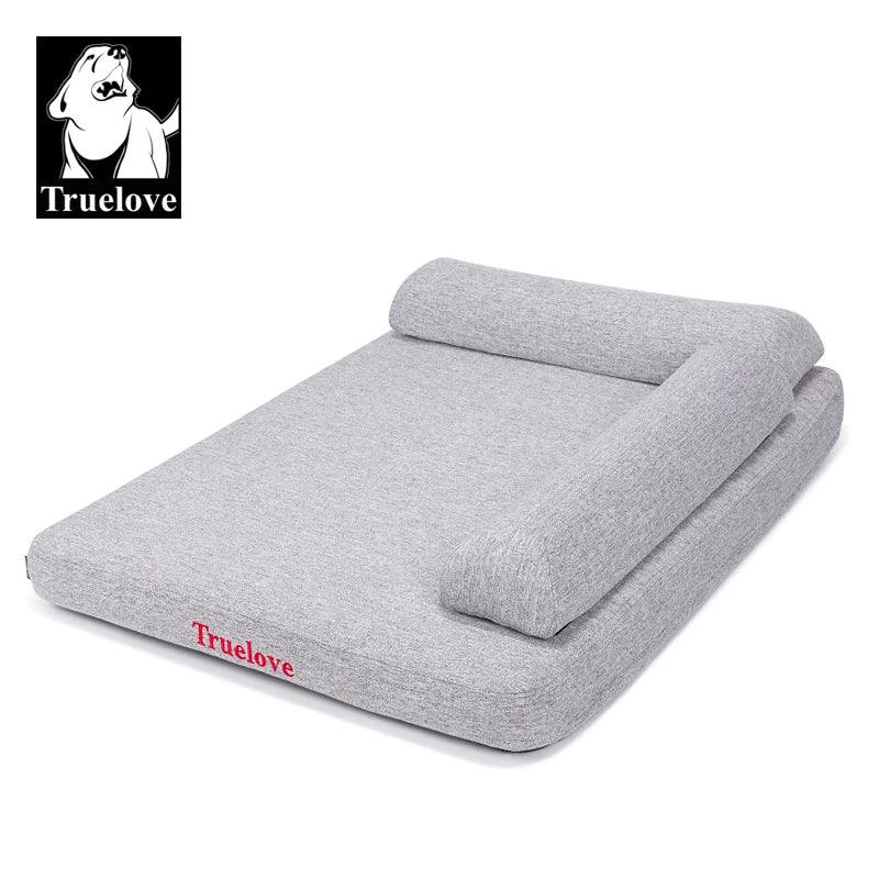 Truelove Memory Foam Pet Bed with Pillow | Linen | TLX1211 Peaceful Pleasures Health and Wellness Light Gray M China Mainland