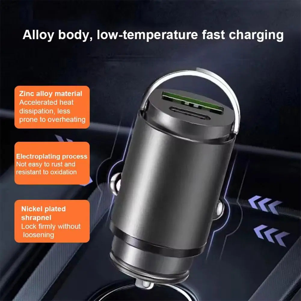 USB+Type-C Car Charge PD fast charging 30W high power QC3.0 intelligent flash charging do not damage the device Peaceful Pleasures Health and Wellness