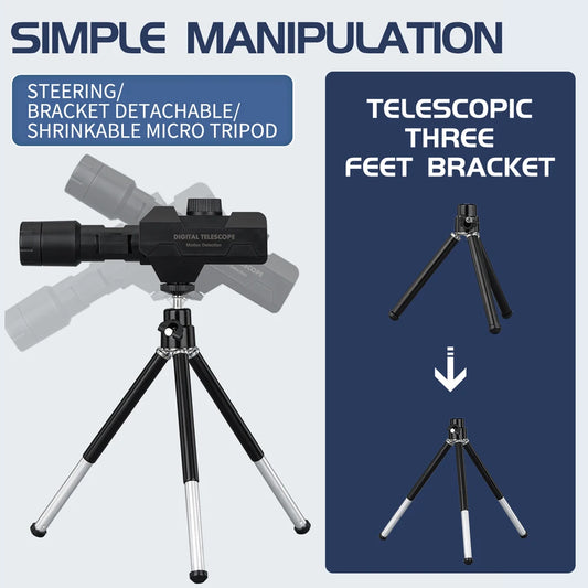 New WiFi Digital Telescope 70X Large Aperture Objective Lens 2MP Photos Video Mobile-detective Crosshairs Positioning Monocular Peaceful Pleasures Health and Wellness