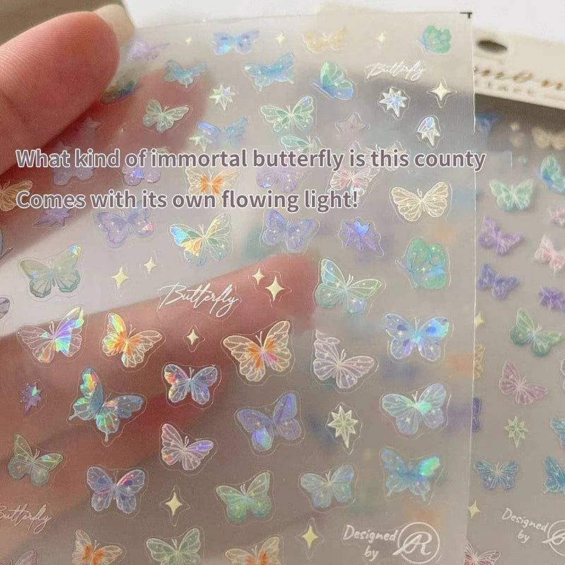 Butterfly Laser Nail Art Stickers – Embossed Fairy Design