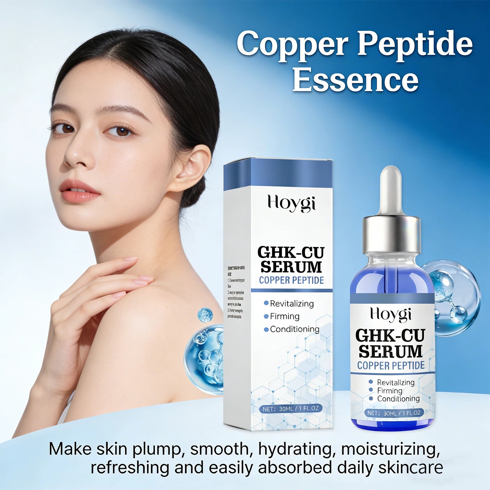 Copper Peptide Facial Serum Anti Wrinkle Remover Antioxidant Skin Rejuvenating Barrier Repair Brighten Skin Tone Skin Cosmetics Peaceful Pleasures Health and Wellness
