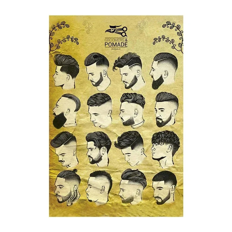 Men's Hairstyles Vintage Barber Shop Canvas Wall Art Print