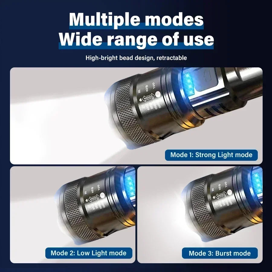 ZHIYU 2000LM Tactical LED Flashlight USB-C Rechargeable Zoom Torch